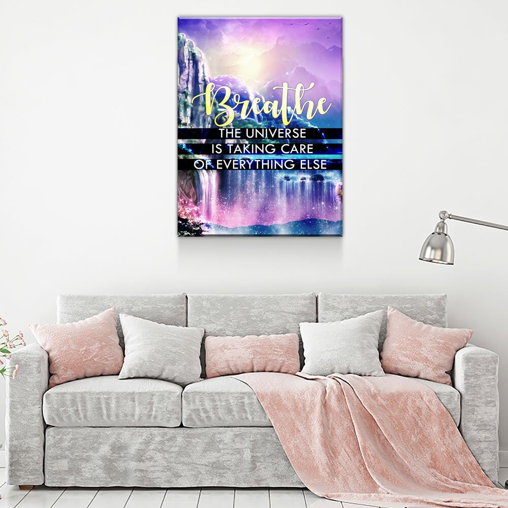 Breathe The Universe Is Taking Care Of Everything Else Canvas Wall Art, Gratitude Sign, Abraham Hicks Law Of Attraction Art - Royal Crown Pro