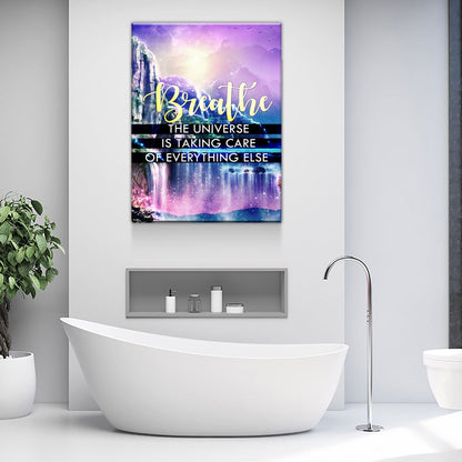 Breathe The Universe Is Taking Care Of Everything Else Canvas Wall Art, Gratitude Sign, Abraham Hicks Law Of Attraction Art - Royal Crown Pro