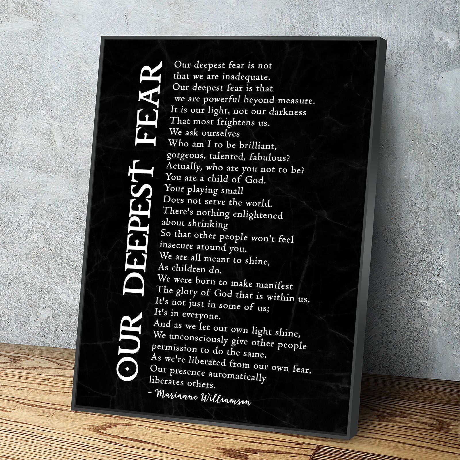 Our Deepest Fear Poem Canvas Wall Art, Marianne Williamson Poem, Graduation Gift, Office Artwork, Guidance Counselor Decor , Teacher Decor - Royal Crown Pro