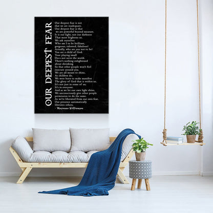 Our Deepest Fear Poem Canvas Wall Art, Marianne Williamson Poem, Graduation Gift, Office Artwork, Guidance Counselor Decor , Teacher Decor - Royal Crown Pro