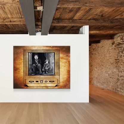 Charlie Chaplin Canvas Wall Art, Jackie Coogan, The Kid Vintage Style Canvas, 1921 Silent Comedy - Royal Crown Pro