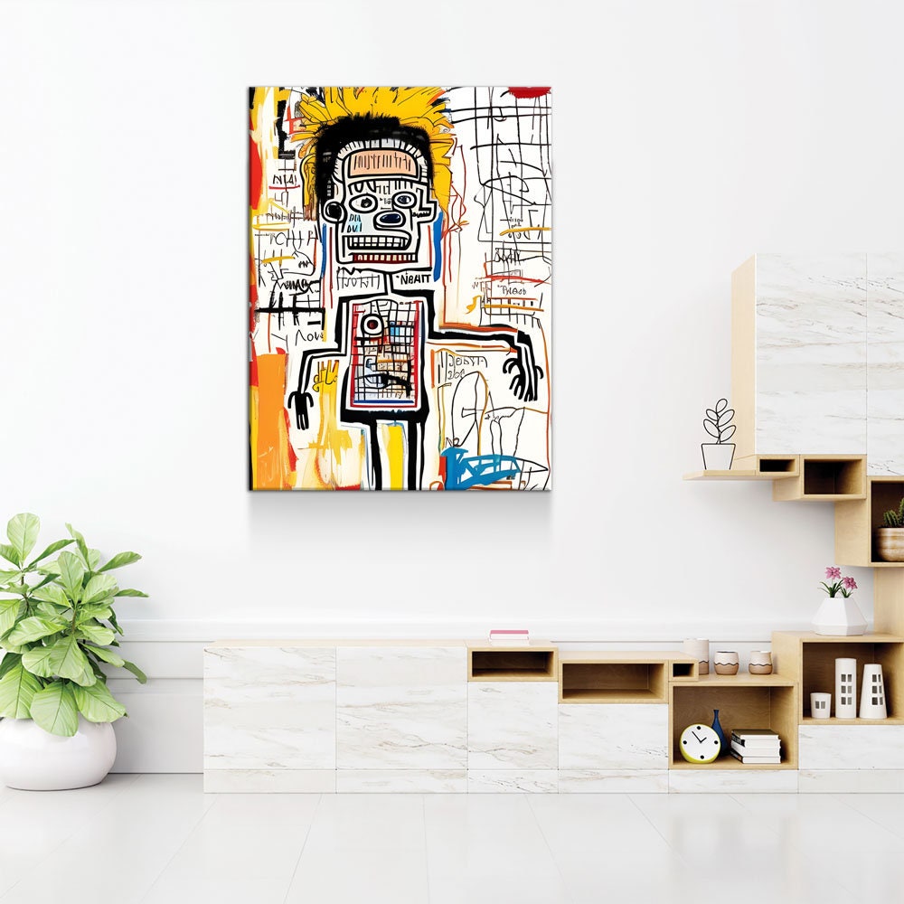 Busy Body Canvas Wall Art, Contemporary Art, Neo-expressionism, Primitivism, Abstract Expressionist, Abstract Decor, Basquiat Inspired Art - Royal Crown Pro