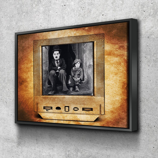 Charlie Chaplin Canvas Wall Art, Jackie Coogan, The Kid Vintage Style Canvas, 1921 Silent Comedy - Royal Crown Pro