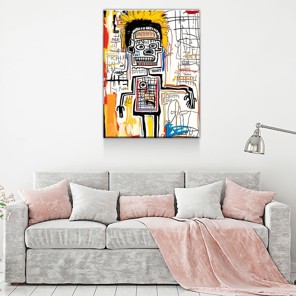 Busy Body Canvas Wall Art, Contemporary Art, Neo-expressionism, Primitivism, Abstract Expressionist, Abstract Decor, Basquiat Inspired Art - Royal Crown Pro