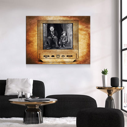 Charlie Chaplin Canvas Wall Art, Jackie Coogan, The Kid Vintage Style Canvas, 1921 Silent Comedy - Royal Crown Pro