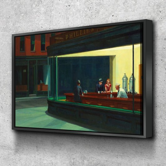 Nighthawks 1942 Canvas Wall Art, Nighthawks Print Reproduction by Edward Hopper, Vintage Decor, Classic Diner, Deserted Urban - Royal Crown Pro