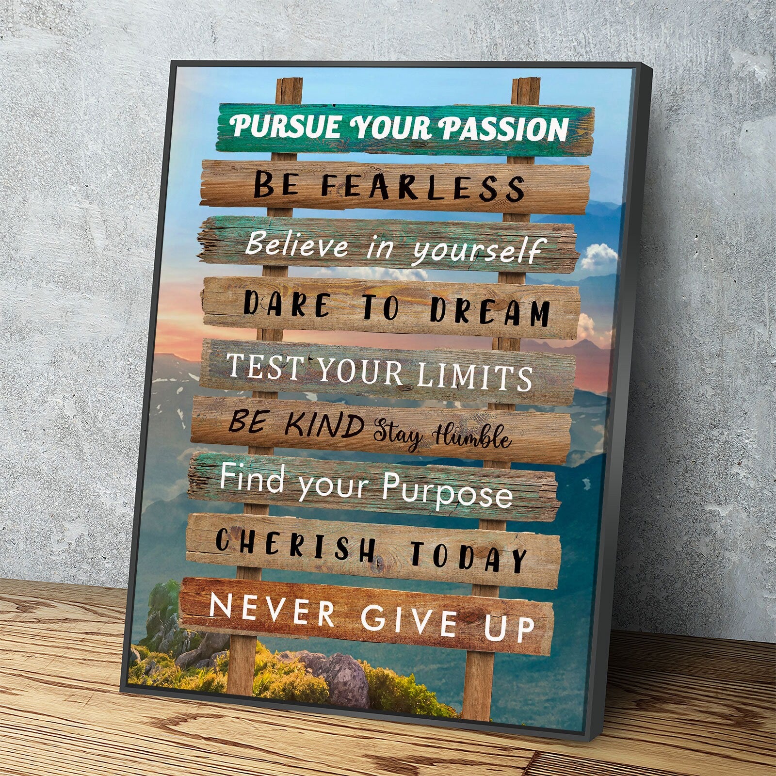 Pursue Your Passion Never Give Up Motivational Canvas Wall Art, Test Your Limits, Motivational Decor - Royal Crown Pro