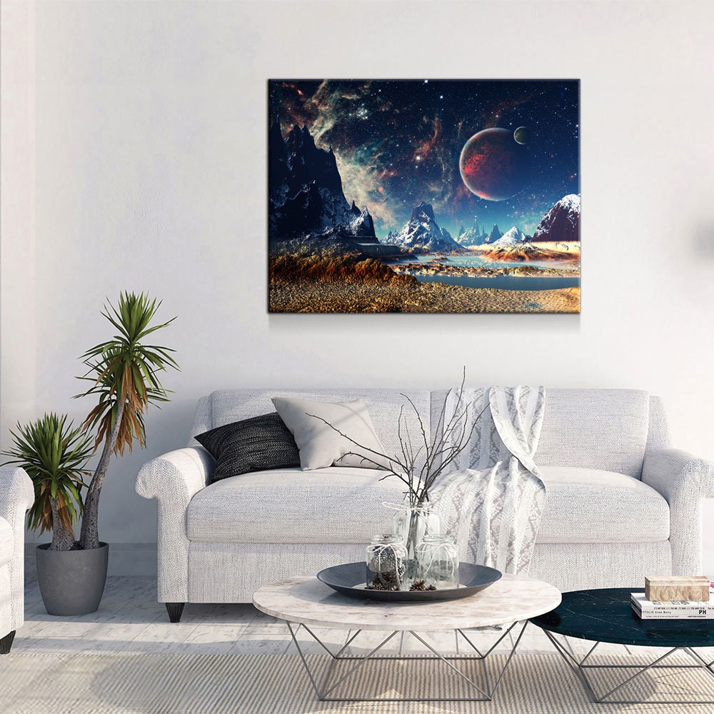 Alien Planet Canvas Wall Art, Mars, UFO Decor, Alien Decor, Extraterrestrial Art, Outer Space, ET, Sci-fi, Scifi, Sci fi, Aliens - Royal Crown Pro