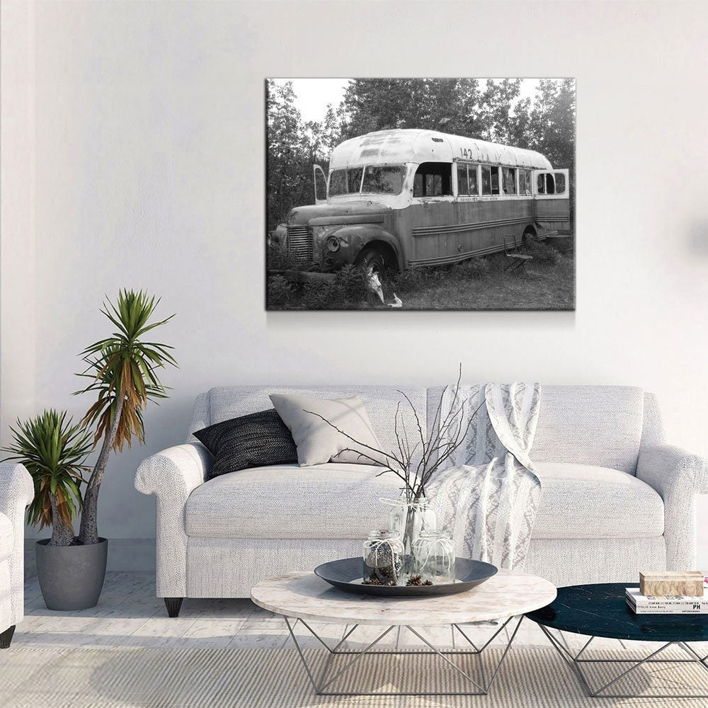 McCandless Bus Into The Wild Canvas Wall Art, Alaska, American Hiker Bus, Fairbanks City Transit System Bus 142, Stampede Trail - Royal Crown Pro