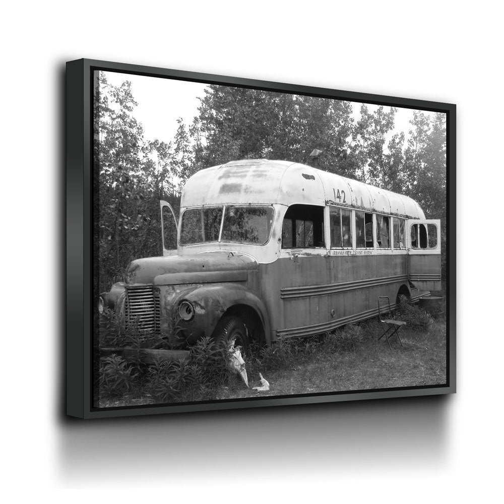 McCandless Bus Into The Wild Canvas Wall Art, Alaska, American Hiker Bus, Fairbanks City Transit System Bus 142, Stampede Trail - Royal Crown Pro