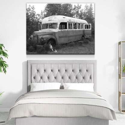 McCandless Bus Into The Wild Canvas Wall Art, Alaska, American Hiker Bus, Fairbanks City Transit System Bus 142, Stampede Trail - Royal Crown Pro