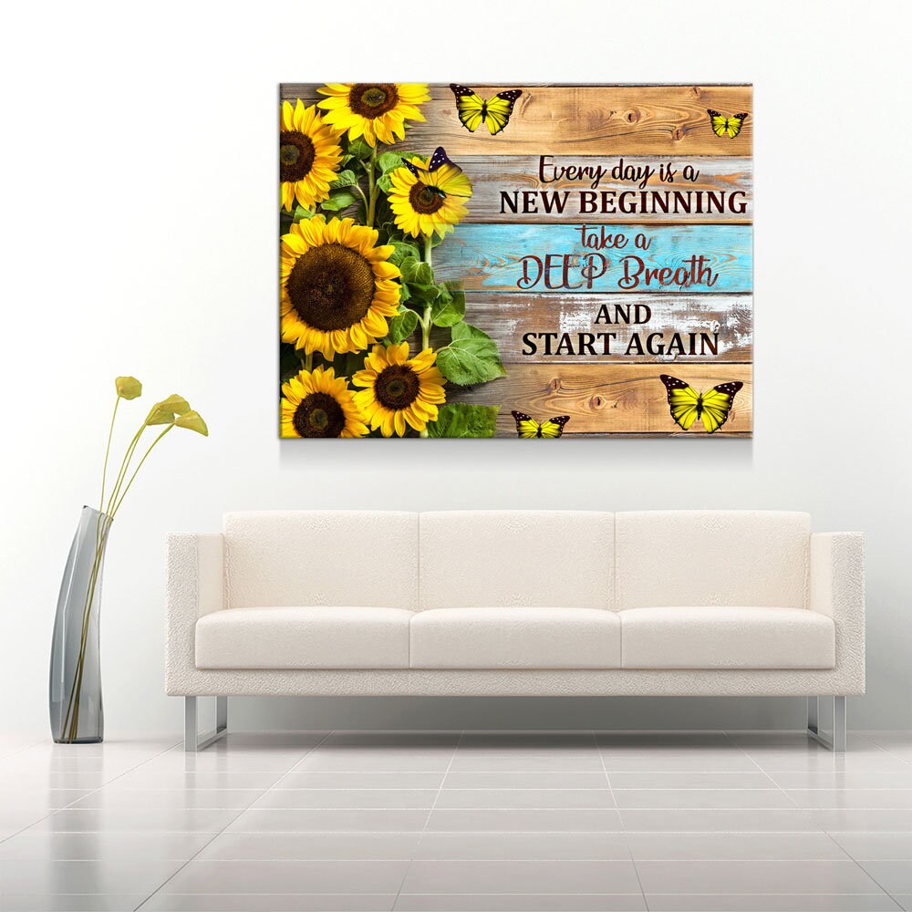 Every Day Is A New Beginning Canvas Wall Art, Take A Deep Breathe And Start Again, Inspirational Decor - Royal Crown Pro