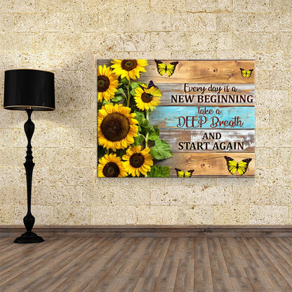 Every Day Is A New Beginning Canvas Wall Art, Take A Deep Breathe And Start Again, Inspirational Decor - Royal Crown Pro