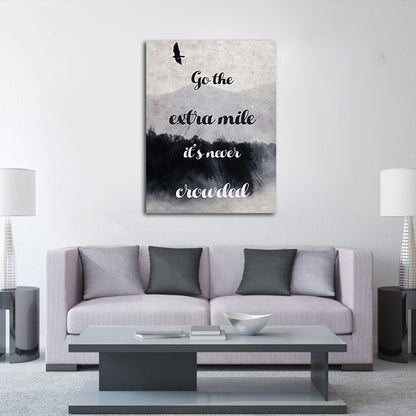 Go The Extra Mile It's Never Crowded Canvas Wall Art, Motivational Decor, Office Decor, Success Quotes, Motivational Quotes - Royal Crown Pro