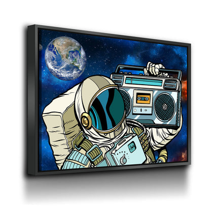 Spaceman Galaxy Jam Canvas Wall Art, Space Walk, Galaxy Jam, Retro Tape Player, Man Cave Decor, Dorm Decor, Retro Decor - Royal Crown Pro