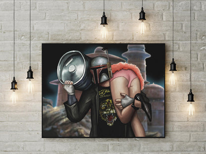 Boba Fett Epic Party Canvas Wall Art, Star Wars Parody With Epic Party Artwork - Royal Crown Pro