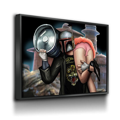 Boba Fett Epic Party Canvas Wall Art, Star Wars Parody With Epic Party Artwork - Royal Crown Pro