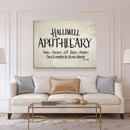 Halliwell Apothecary Canvas Wall Art, Tonics, Tinctures and Elixirs, Powders Since 1882, Charmed Decor - Royal Crown Pro