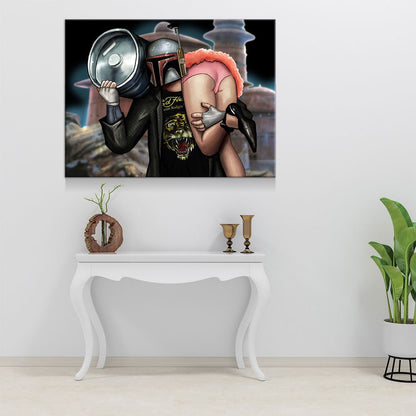 Boba Fett Epic Party Canvas Wall Art, Star Wars Parody With Epic Party Artwork - Royal Crown Pro