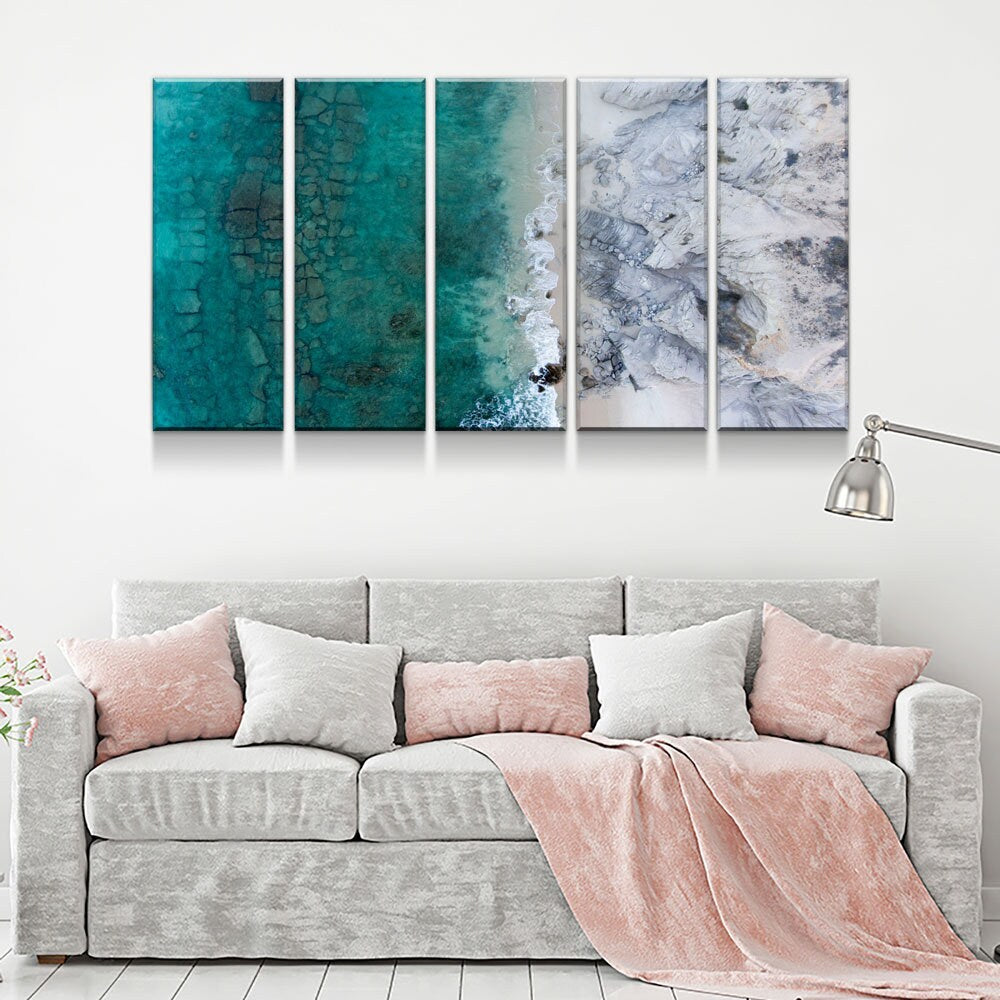 Modern Wall Art, Marble Wall Art, Aerial Beach View, Reef Wall Art, Modern Wall Decor, Extra Large Wall Art - Royal Crown Pro