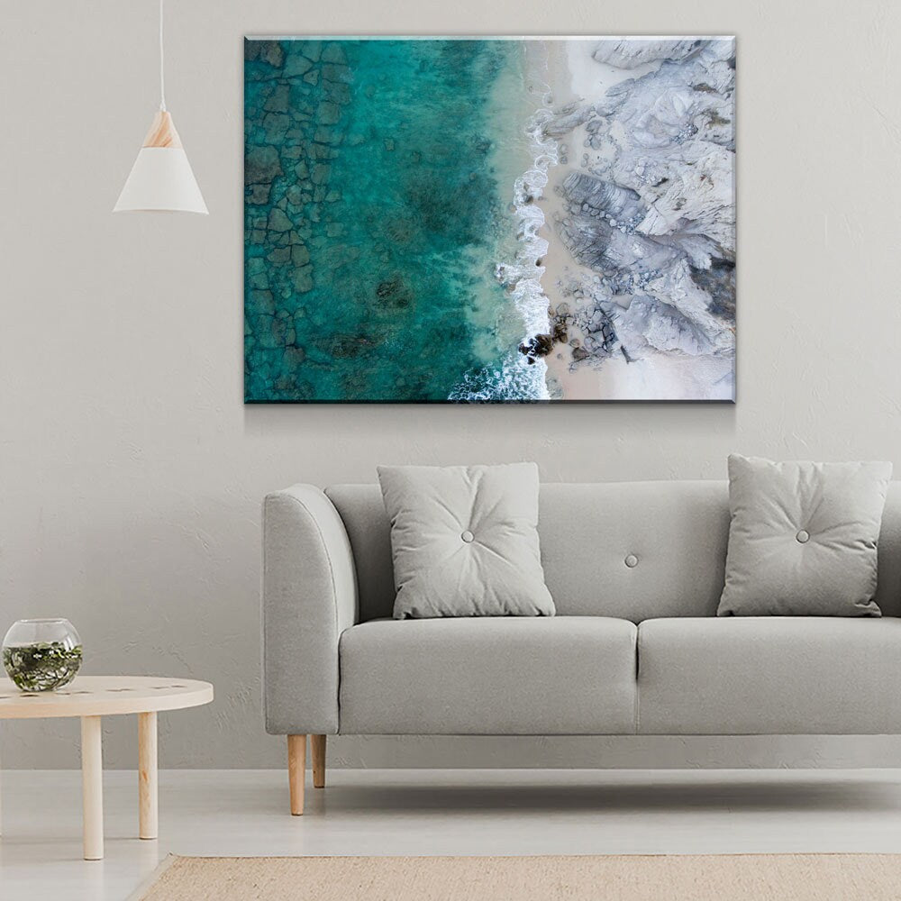 Modern Wall Art, Marble Wall Art, Aerial Beach View, Reef Wall Art, Modern Wall Decor, Extra Large Wall Art - Royal Crown Pro