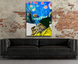 Smokin Man Starry Night Canvas Wall Art, Cannabis Man, Smoking dreams Abstract Art, Abstract Home Decor - Royal Crown Pro