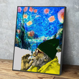 Smokin Man Starry Night Canvas Wall Art, Cannabis Man, Smoking dreams Abstract Art, Abstract Home Decor - Royal Crown Pro