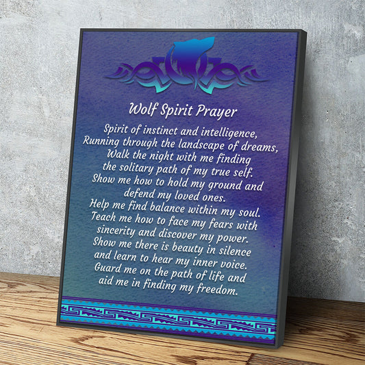 Wolf Spirit Prayer Canvas Wall Art, Wolf Decor, Wolf Prayer, Wolf Spirt, Native American Indian Decor, Spirit of instinct and intelligence - Royal Crown Pro