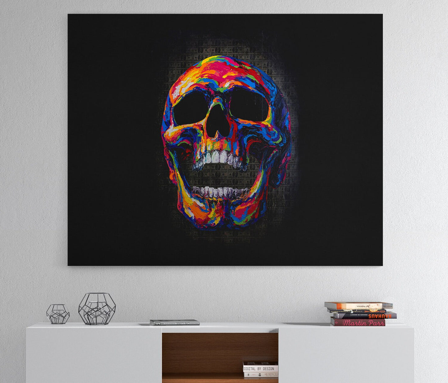 Money Skull Canvas Wall Art, Abstract Skull Art, Skull Decor - Royal Crown Pro