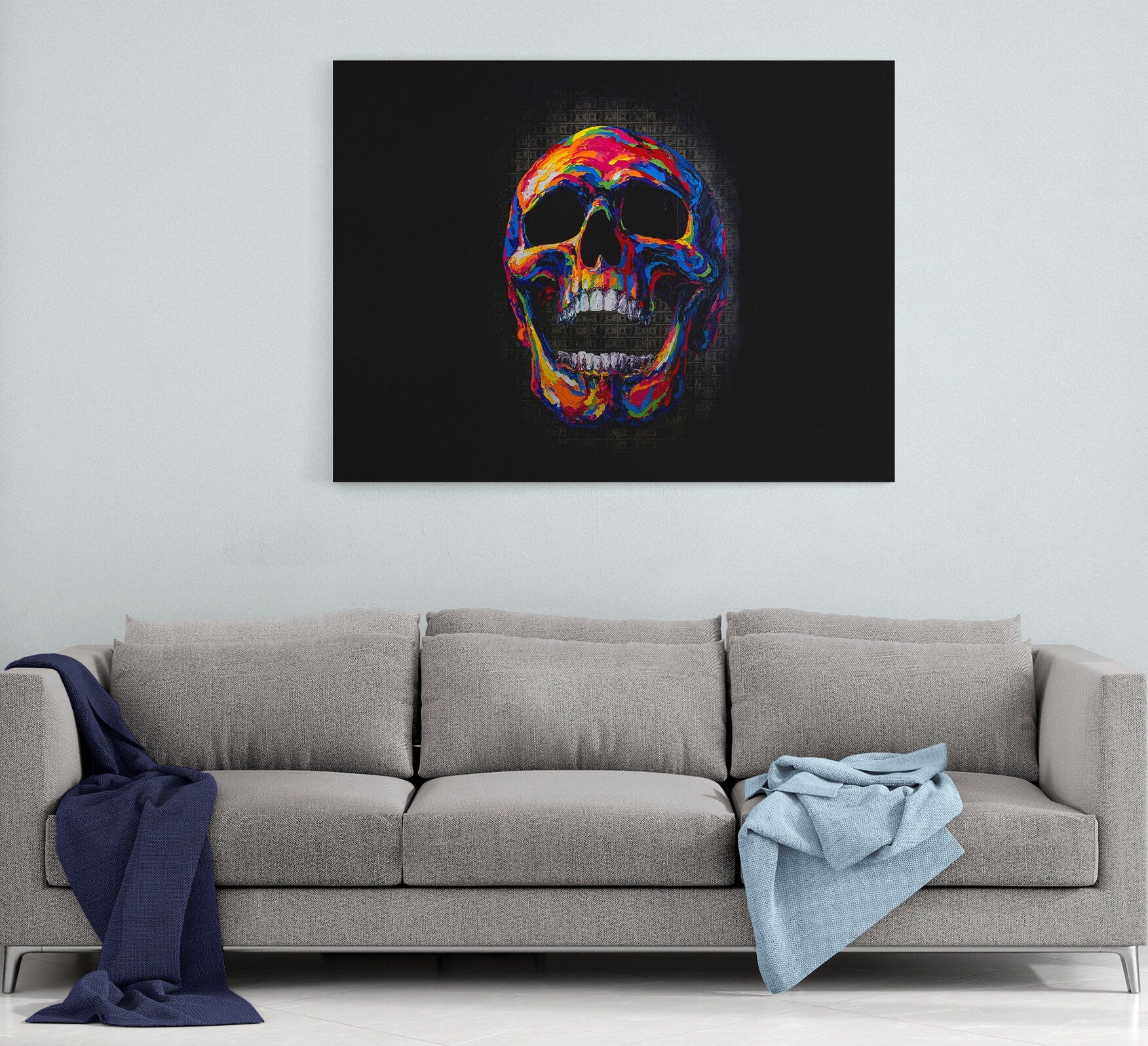 Money Skull Canvas Wall Art, Abstract Skull Art, Skull Decor - Royal Crown Pro