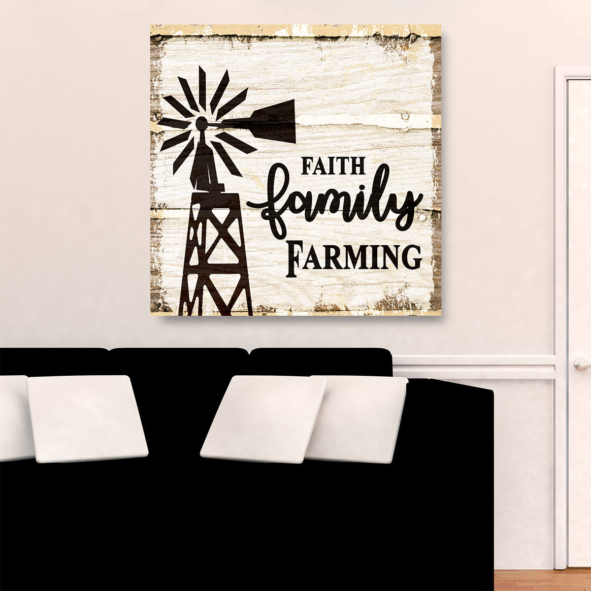 Faith Family Farming Canvas Wall Art, Farm Decor, Family Farm, Country Farm Kitchen Art - Royal Crown Pro