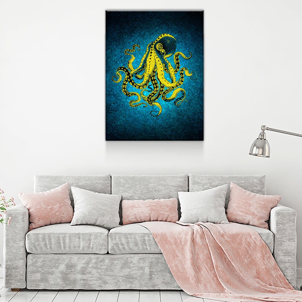 Abstract Octopus Canvas Wall Art, Nautical Decor, Octopus Wall Decor, Octopus Deep Sea Decor, Ocean Decor - Royal Crown Pro