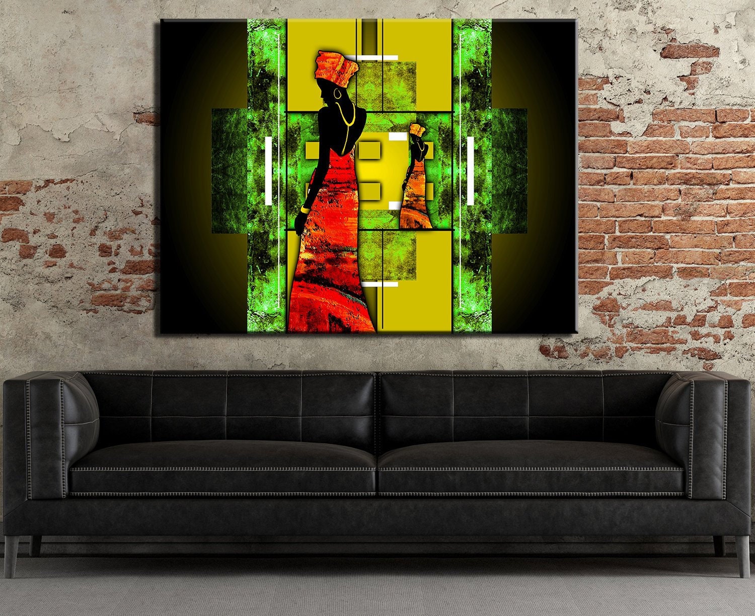 African Lady Canvas Wall Art, Ethnic Retro Art, African Lady, African Abstract Wall Art, Gallery Wrap Or Floating Frame - Royal Crown Pro