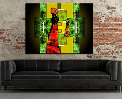 African Lady Canvas Wall Art, Ethnic Retro Art, African Lady, African Abstract Wall Art, Gallery Wrap Or Floating Frame - Royal Crown Pro