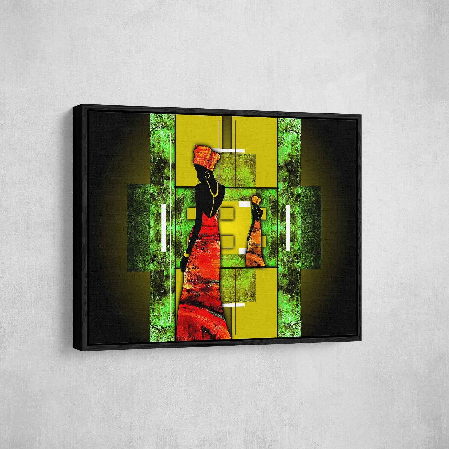 African Lady Canvas Wall Art, Ethnic Retro Art, African Lady, African Abstract Wall Art, Gallery Wrap Or Floating Frame - Royal Crown Pro