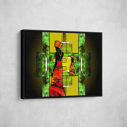 African Lady Canvas Wall Art, Ethnic Retro Art, African Lady, African Abstract Wall Art, Gallery Wrap Or Floating Frame - Royal Crown Pro