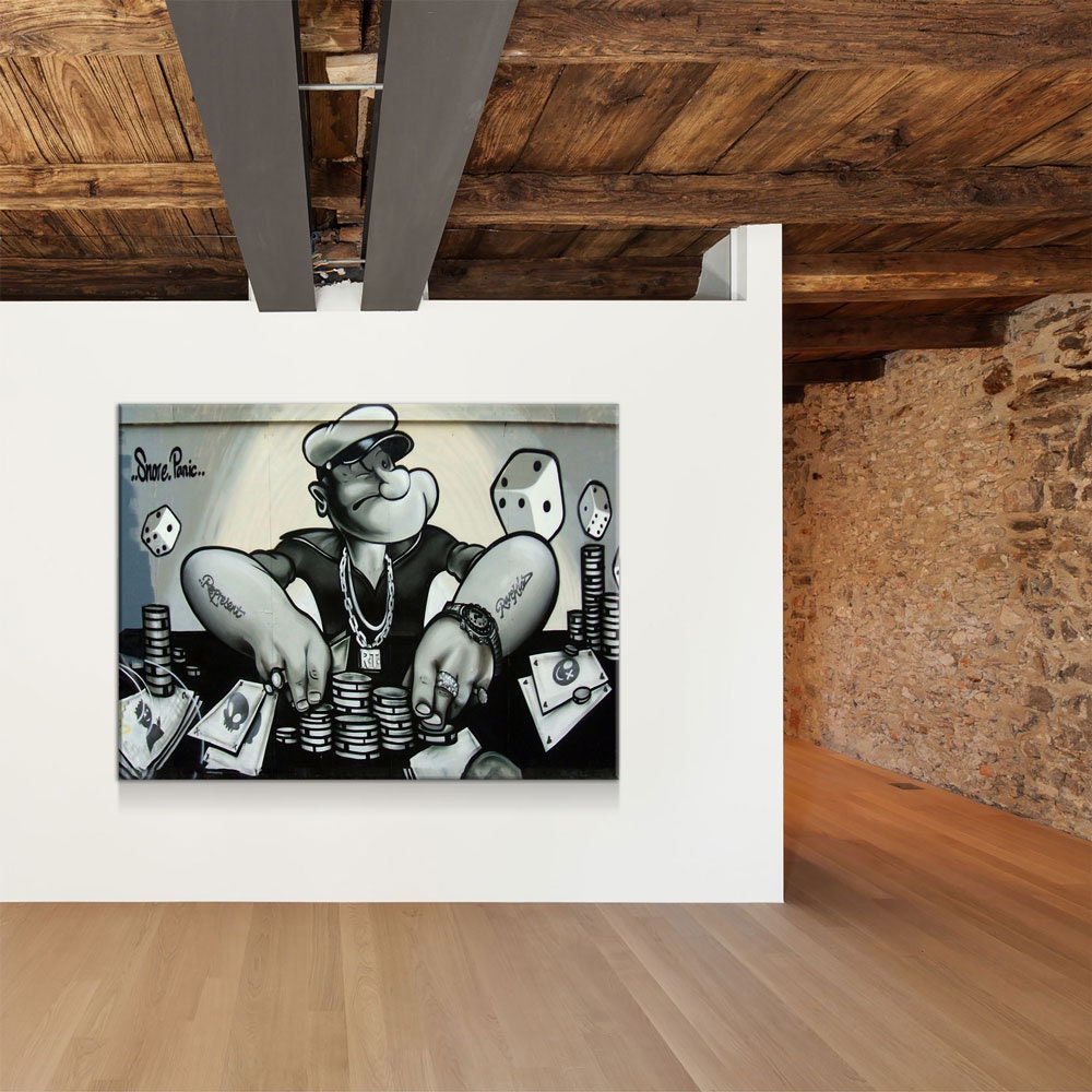 Popeye Gambling Wall Art, Popeye Abstract Art, Abstract Art, Popeye Graffiti Wall Art, Brighton, East Sussex, Poker Decor, Man Cave - Royal Crown Pro