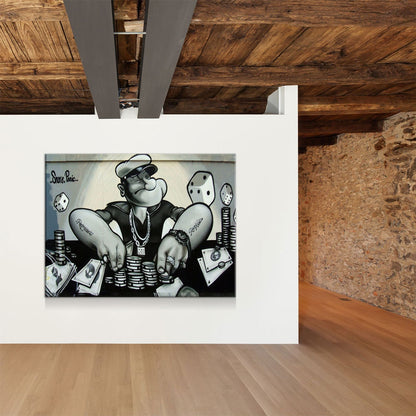 Popeye Gambling Wall Art, Popeye Abstract Art, Abstract Art, Popeye Graffiti Wall Art, Brighton, East Sussex, Poker Decor, Man Cave - Royal Crown Pro