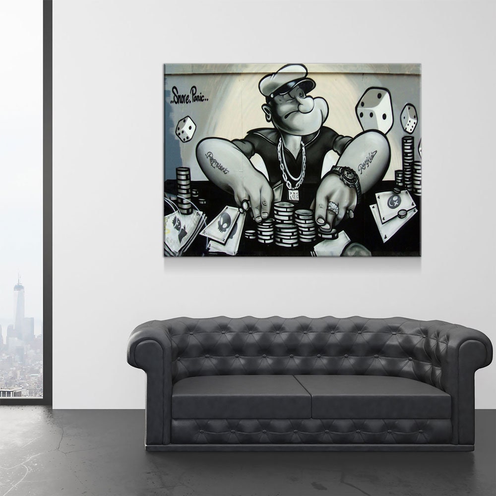 Popeye Gambling Wall Art, Popeye Abstract Art, Abstract Art, Popeye Graffiti Wall Art, Brighton, East Sussex, Poker Decor, Man Cave - Royal Crown Pro