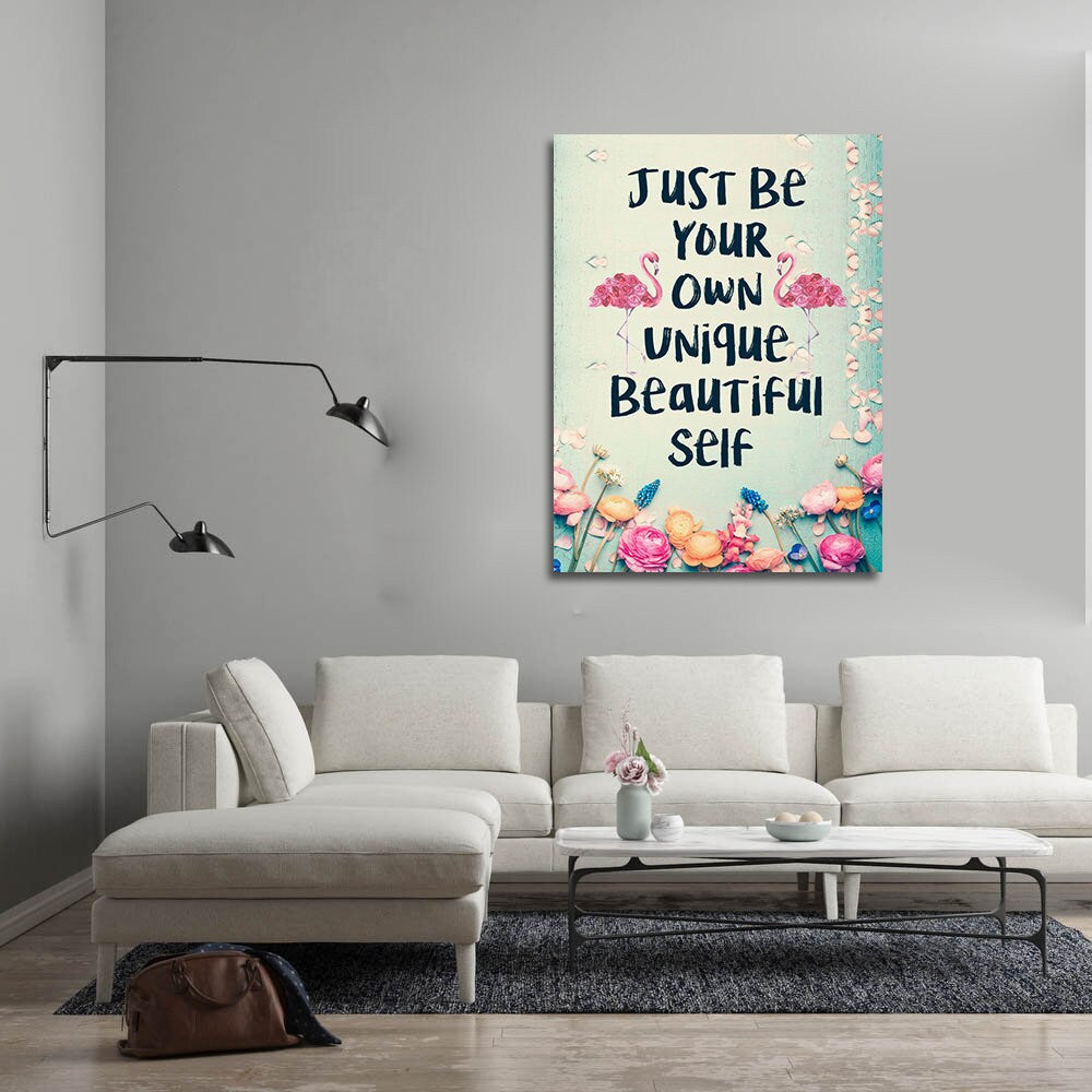 Be Your Own Unique Beautiful Self Canvas Wall Art, Motivational Decor, Motivational Quotes, Inspirational Quotes - Royal Crown Pro