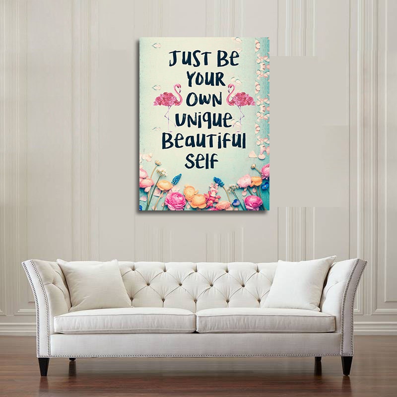 Be Your Own Unique Beautiful Self Canvas Wall Art, Motivational Decor, Motivational Quotes, Inspirational Quotes - Royal Crown Pro