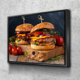 Juicy Cheeseburger Canvas Wall Art, Burger Joint Decor, Restaurant Decor, Diner Decor, Fresh Burger Art, Cheeseburger Art - Royal Crown Pro