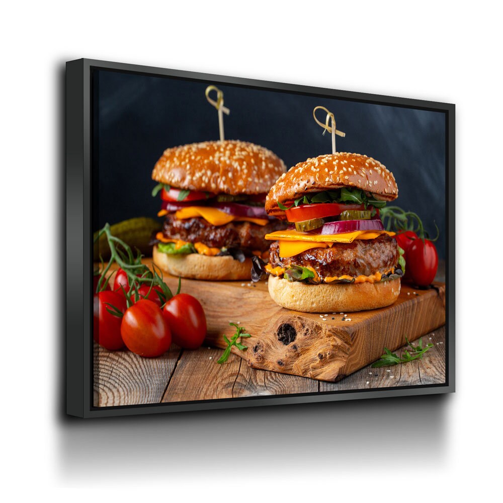 Juicy Cheeseburger Canvas Wall Art, Burger Joint Decor, Restaurant Decor, Diner Decor, Fresh Burger Art, Cheeseburger Art - Royal Crown Pro