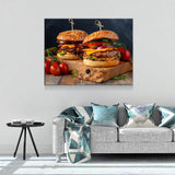 Juicy Cheeseburger Canvas Wall Art, Burger Joint Decor, Restaurant Decor, Diner Decor, Fresh Burger Art, Cheeseburger Art - Royal Crown Pro