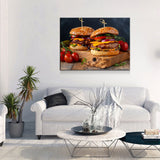 Juicy Cheeseburger Canvas Wall Art, Burger Joint Decor, Restaurant Decor, Diner Decor, Fresh Burger Art, Cheeseburger Art - Royal Crown Pro