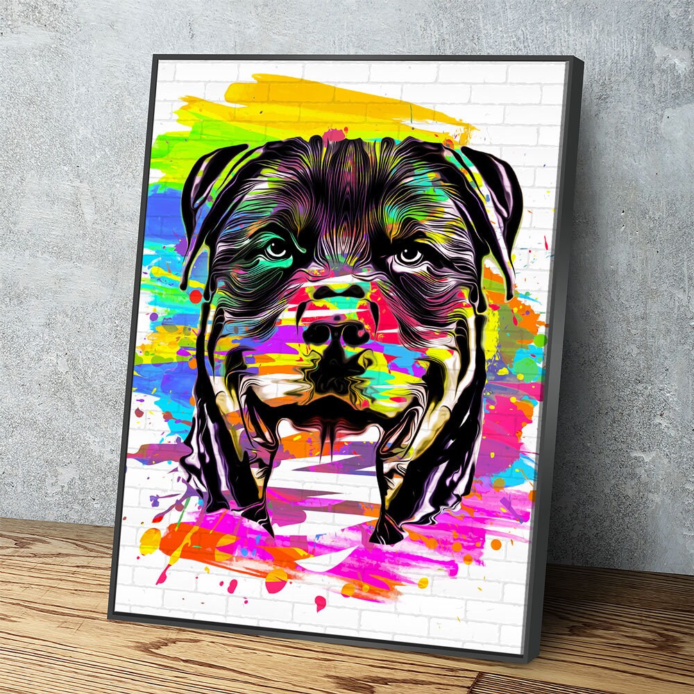 Rottweiler Wall Art, Abstract Rottweiler Canvas Wall Decor, Rottweiler Print - Royal Crown Pro