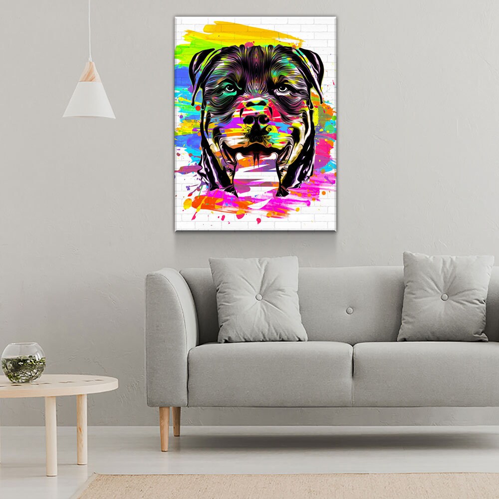 Rottweiler Wall Art, Abstract Rottweiler Canvas Wall Decor, Rottweiler Print - Royal Crown Pro