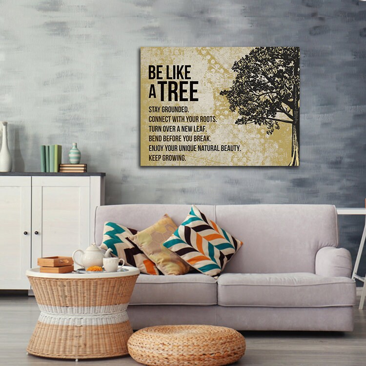 Be Like A Tree Keep Growing Canvas Wall Art, Motivational Wall Decor - Royal Crown Pro