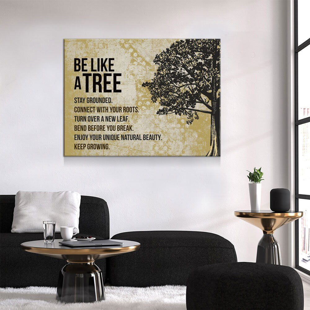 Be Like A Tree Keep Growing Canvas Wall Art, Motivational Wall Decor - Royal Crown Pro