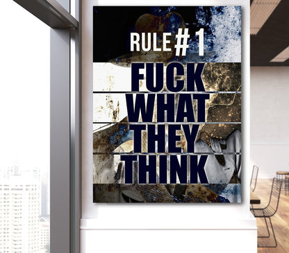 Rule #1 F*Ck What They Think Canvas Wall Art, Motivational Decor - Royal Crown Pro